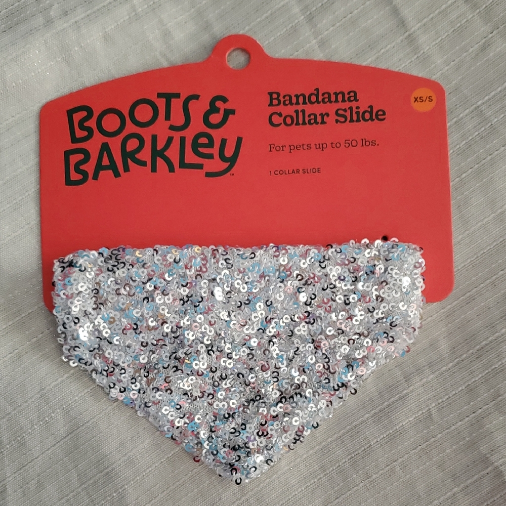 Dog Silver Sequin Collar Slide Bandana